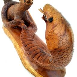 Wooden Cobra Statue, Snake Figurine, Animal Art, Sculpture, Art Hand Carved Gift - thumbnail 4
