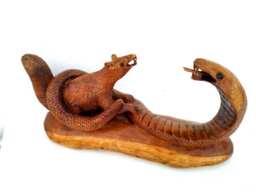 Wooden Cobra Statue, Snake Figurine, Animal Art, Sculpture, Art Hand Carved Gift
