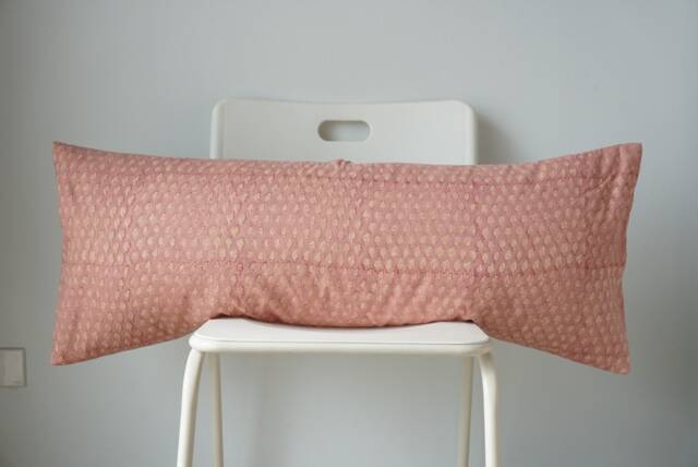 Lumbar Pillow Cover Indian Block Print, Natural Dyed Batik Textile - image 1