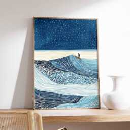 Surfing Poster, Beach Wall Art, Surf Print, Ocean Wave Coastal Decor, Summer Surfer Room Gift Art - thumbnail 2