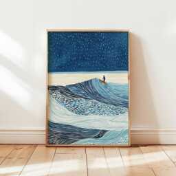 Surfing Poster, Beach Wall Art, Surf Print, Ocean Wave Coastal Decor, Summer Surfer Room Gift Art - thumbnail 1