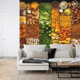 Raw Food Ingredients Wallpaper Mural, Restaurant Kitchen Decor, Peel & Stick Decal - thumbnail 3