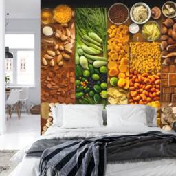 Raw Food Ingredients Wallpaper Mural, Restaurant Kitchen Decor, Peel & Stick Decal - thumbnail 2