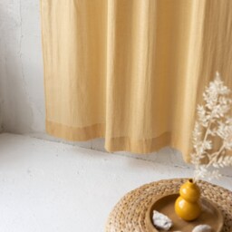 Linen Rod Pocket & Sheer Curtains in Light Mustard Color. Handmade Linen Curtains. Curtain Panel. Ruffled Header - thumbnail 3