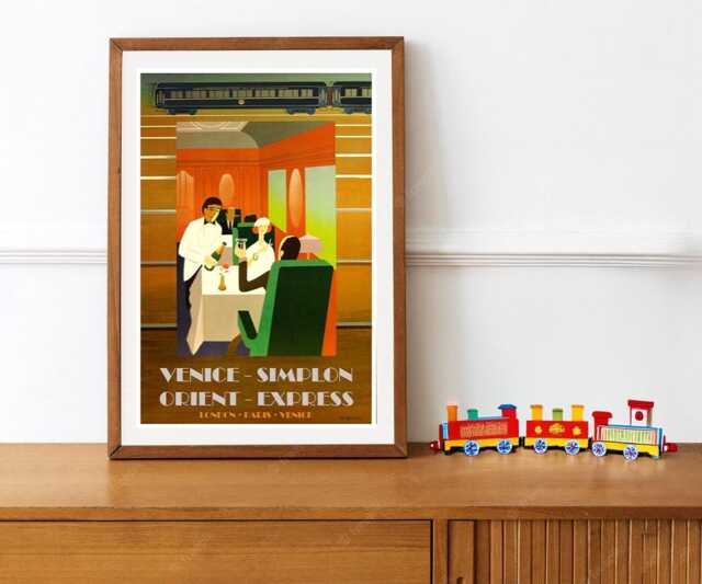 Vintage 1930S Art Deco Orient Express Railway Poster Reprint - image 1