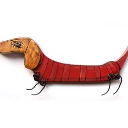 Handmade Ceramic Dachshund Wall Sculpture Whimsical Dog Art - thumbnail 3