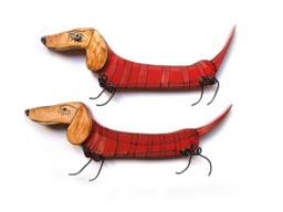 Handmade Ceramic Dachshund Wall Sculpture Whimsical Dog Art