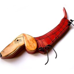 Handmade Ceramic Dachshund Wall Sculpture Whimsical Dog Art - thumbnail 4
