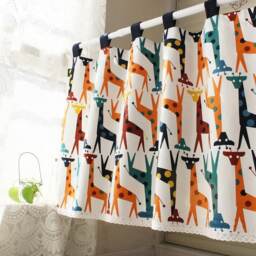 Tab Top Cafe Curtain Window Valance/Kitchen Curtain/Kids Nursery/Child Playroom/Bathroom Shower CurtainGiraffe, Free Gift - thumbnail 1