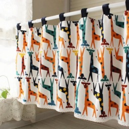 Tab Top Cafe Curtain Window Valance/Kitchen Curtain/Kids Nursery/Child Playroom/Bathroom Shower CurtainGiraffe, Free Gift - thumbnail 2
