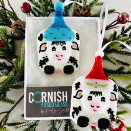 Fused Glass Cow Christmas Decorations - Glass Decoration, Tree Cornwall - thumbnail 2