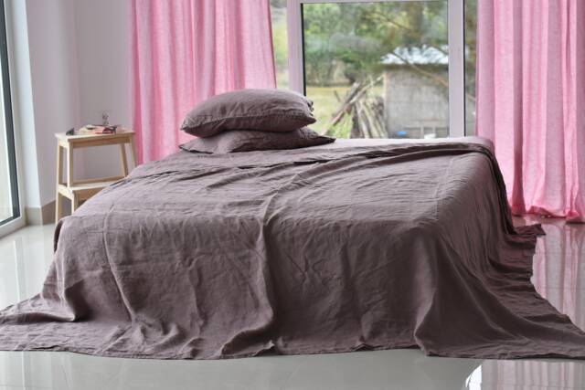 Linen Sheet Set in A Pink Ash Color Queen King Twin Linen Bedding Set Luxury Eco White - image 1