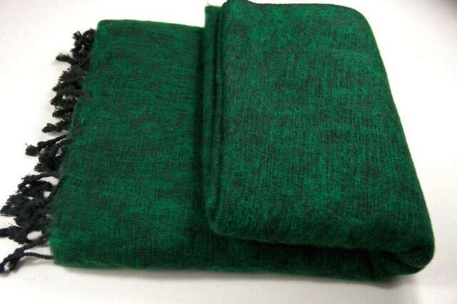 Handmade Green Yak Wool Blanket Soft Warm Nepal Throw Scarf - image 1