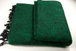 Handmade Green Yak Wool Blanket Soft Warm Nepal Throw Scarf - thumbnail 1