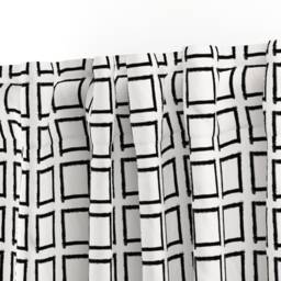 Grid Curtain Panel - Minimalist Squares Abstract Geometric Modern Custom Square Strokes Black & White By Form_Creative - thumbnail 3
