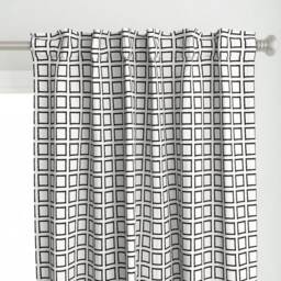 Grid Curtain Panel - Minimalist Squares Abstract Geometric Modern Custom Square Strokes Black & White By Form_Creative - thumbnail 1