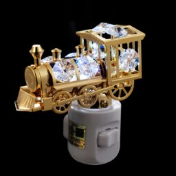 24K Gold Plated Locomotive Train Handcrafted Luxury Night Light Decorated Swarovski Crystals Bedroom Bathroom Kids Room Gift Premium Decor