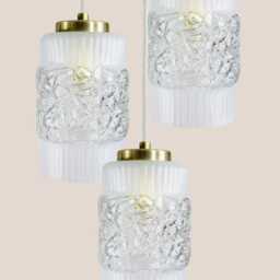 Small Vintage Pendant Lamp Mcm Hanging Light Rewired Mini Ceiling Fixture Yugoslavia Retro Glass Gold Brass - thumbnail 4