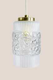 Small Vintage Pendant Lamp Mcm Hanging Light Rewired Mini Ceiling Fixture Yugoslavia Retro Glass Gold Brass - thumbnail 1