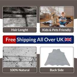 Luxurious Medium Grey & White Cowhide Rug - Unique Natural Pattern For Sophisticated Homes - 51x54 Inches - thumbnail 4