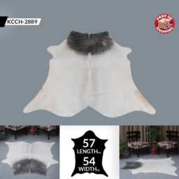Luxurious Medium Grey & White Cowhide Rug - Unique Natural Pattern For Sophisticated Homes - 51x54 Inches - thumbnail 3