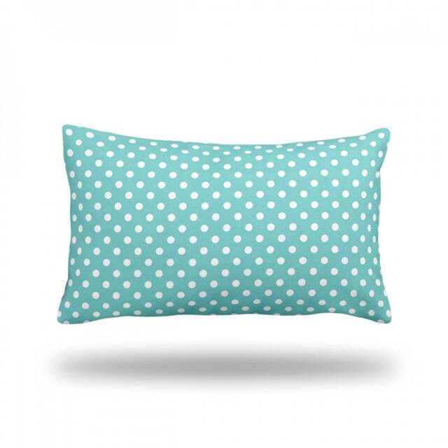 "Polka Dots On Teal - Decorative Throw Pillow, Pillow Cover, Case Rectangle 13"" X 22" - image 1