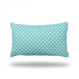 "Polka Dots On Teal - Decorative Throw Pillow, Pillow Cover, Case Rectangle 13"" X 22" - thumbnail 2