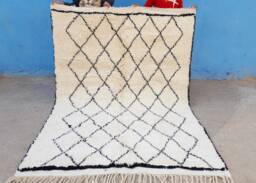 Moroccan Rug Beni Ourain Handmade 100% Wool , Area Rugs Azilal Carpet Floor 8/5, 5 Feet - thumbnail 1