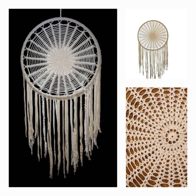 Giant Dream Catcher Wall Hanging, Extra Large Catcher, Wedding Boho Decor, Bedroom Bohemian Crochet Cream Dreamcather - image 1
