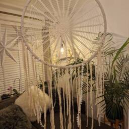 Giant Dream Catcher Wall Hanging, Extra Large Catcher, Wedding Boho Decor, Bedroom Bohemian Crochet Cream Dreamcather - thumbnail 3