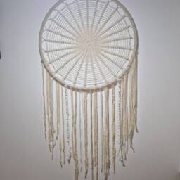 Giant Dream Catcher Wall Hanging, Extra Large Catcher, Wedding Boho Decor, Bedroom Bohemian Crochet Cream Dreamcather - thumbnail 2