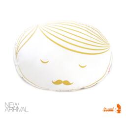 Limited Edition Guy Face Plush Pillow in Mustard Yellow Print - thumbnail 1