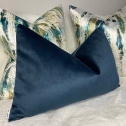 "Luxury Indigo Navy Bolster Cushion Cover - 12"" X 20" - thumbnail 1