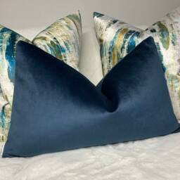 "Luxury Indigo Navy Bolster Cushion Cover - 12"" X 20" - thumbnail 4
