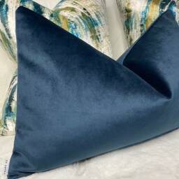 "Luxury Indigo Navy Bolster Cushion Cover - 12"" X 20" - thumbnail 2