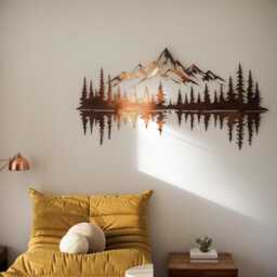 Mountain Metal Wall Art, Nature Scene Decor, Forest Landscape Accent, Cabin Lodge Gift For Outdoor Adventure Or Lovers - thumbnail 3