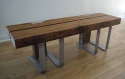 Reclaimed Wood Bench With Steel Legs, Rustic Industrial Entryway Bench - thumbnail 1