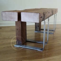 Reclaimed Wood Bench With Steel Legs, Rustic Industrial Entryway Bench - thumbnail 3