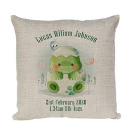 Personalised New Born Baby Gift Momento Keepsake Dinosaur Cushion Cover - thumbnail 2