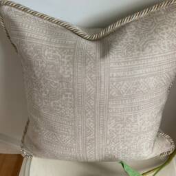 Andrew Martin Designer Cushion Cover Made To Order Ostuni Canvas Pewter Rope Trim 45cm - thumbnail 2