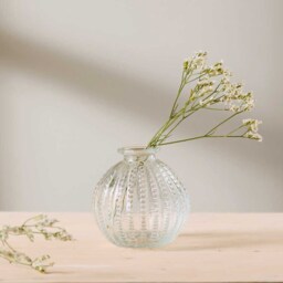 Dotty Glass Bud Vase Vintage Onion Shape, Wedding Centerpiece - thumbnail 2