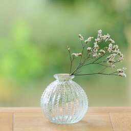 Dotty Glass Bud Vase Vintage Onion Shape, Wedding Centerpiece - thumbnail 1