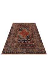 Vintage Anatolian Rug Washable Acrylic Chenille Kilim, Non-Slip Bohemian Decor - thumbnail 1