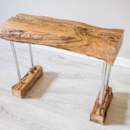 Live Edge Wood Bench Rustic Driftwood Hallway Decor - thumbnail 2