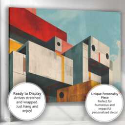Modern Minimalist Geometric Architecture Building Design Canvas Wall Art Print Decor Picture Ready To Hang - thumbnail 3