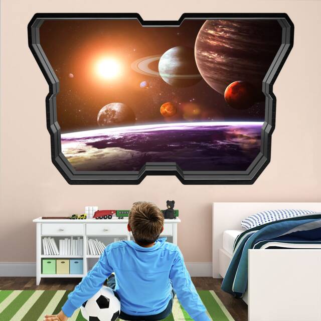 Planets Space Wall Sticker Mural Decal Print Art Astronomy Stars Ad53 - image 1