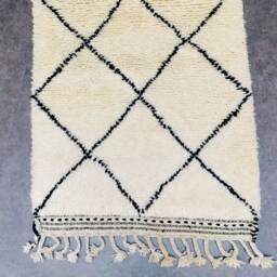 Custom Runner Rug, 2.5x9Ft, Moroccan Rug Long Curve Runner Berber, Hallway Berber White - Handmade -Handwoven - thumbnail 2