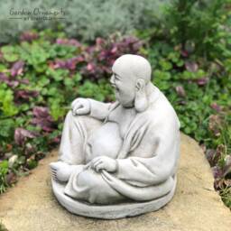 Laughing Buddha Garden Statue - Hand-Cast Concrete Ornament - thumbnail 3