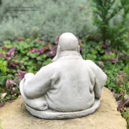 Laughing Buddha Garden Statue - Hand-Cast Concrete Ornament - thumbnail 4