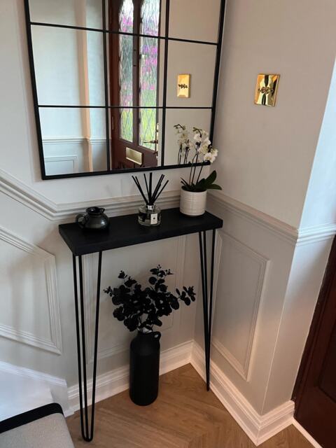 Solid Oak Hand-Made Console Table With Black Three Pin Hairpin Legs. - Hallway/Radiator Cover - image 1
